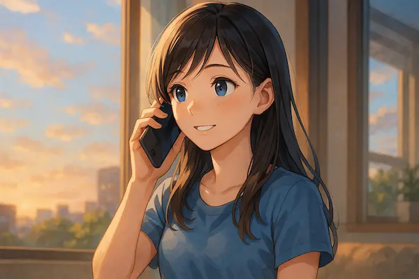 SNSで通話相手を見つけて通話するユーザーをイメージした画像