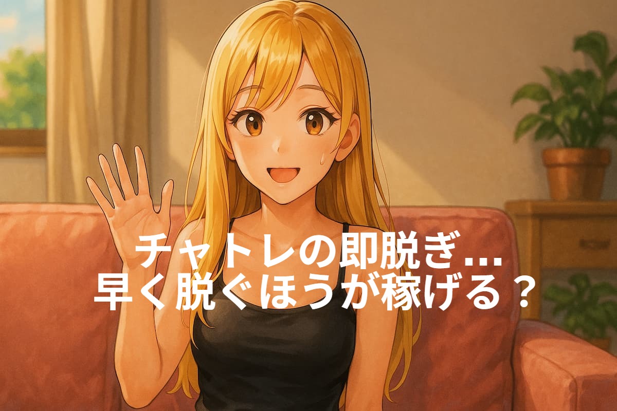 アダルトチャットレディで即脱ぎすべきかどうかで悩む女性の画像