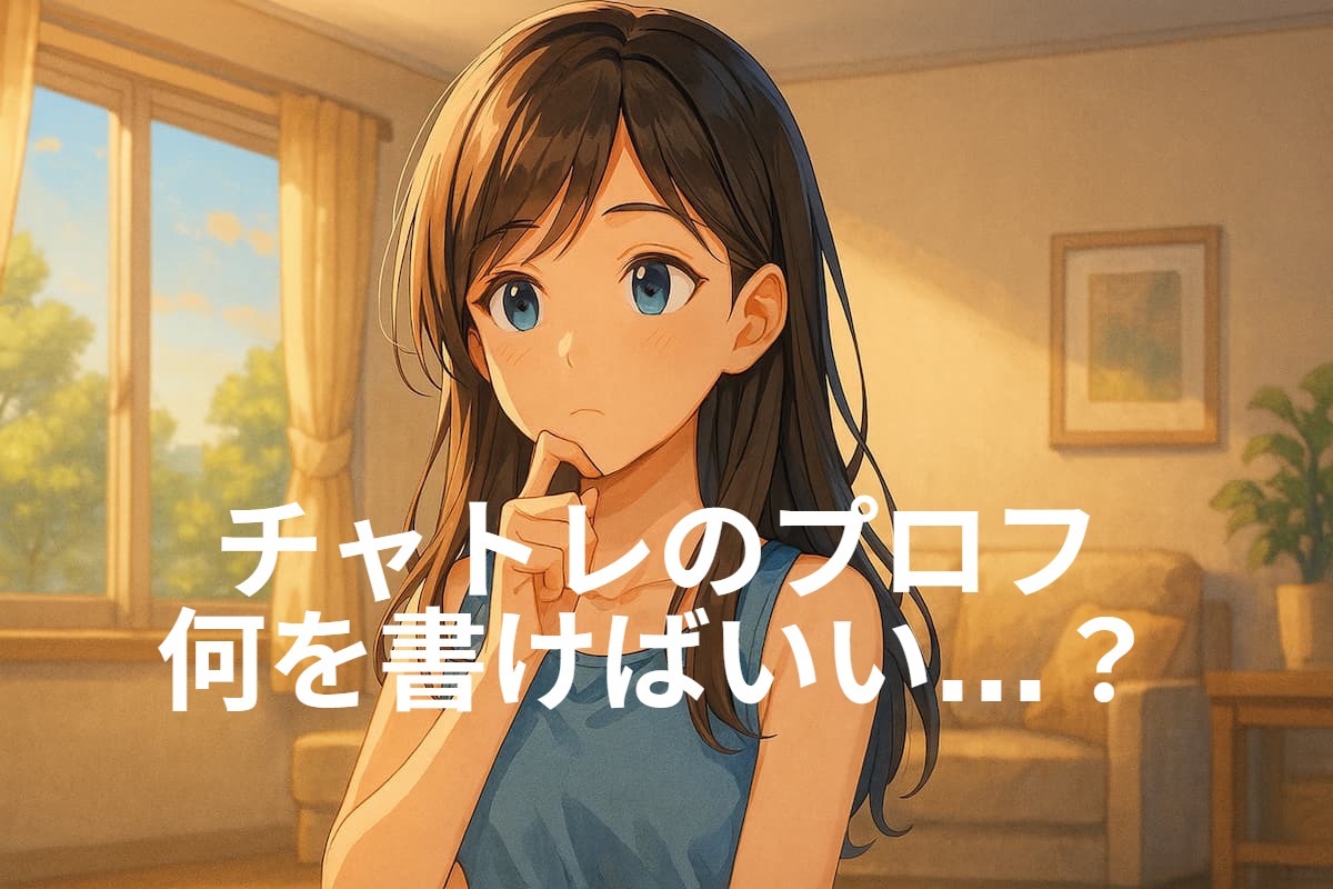 プロフィールの書き方に悩むチャットレディの画像