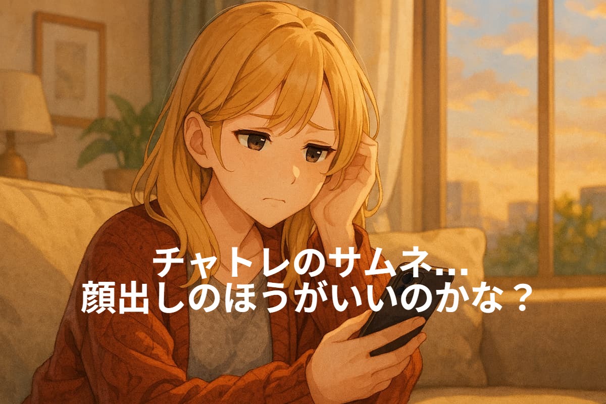 チャットレディのサムネで顔出しか顔出しなしかで悩む女性の画像