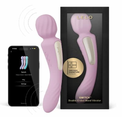チャットレディにおすすめの大人のおもちゃ「【電マ】LELO SWITCH 女性用ダブルエンドバイブレーターワンド」のパッケージ画像。